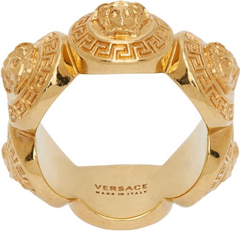 versace medusa greca gold plated ring|Versace Medusa head ring.